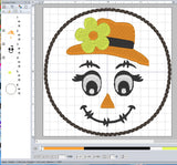 ITH Digital Embroidery Pattern for Scarecrow Boy & Girl Set of 2 Coaster, 4X4 Hoop