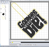 ITH Digital Embroidery Pattern for Goonies Never Say Die Snap Tab / Keychain, 4X4 Hoop