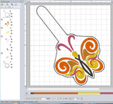 ITH Digital Embroidery Pattern for Groovy Butterfly Snap Tab / Keychain, 4X4 Hoop