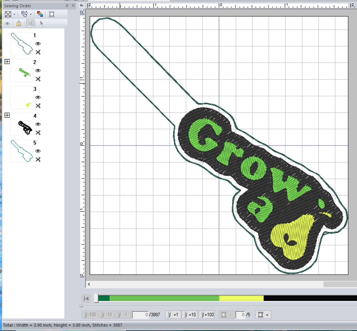 ITH Digital Embroidery Pattern for Grow A Pear Snap Tab / Key Chain, 4 ...