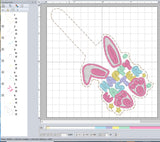 ITH Digital Embroidery Pattern for Happy Easter Bunny Feet - Ears Snap Tab / Key Chain, 4X4 Hoop