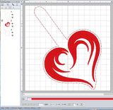 ITH Digital Embroidery Pattern for Heart 6 Snap Tab / Keychain, 4X4 Hoop