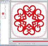 ITH Digital Embroidery Pattern for Heart Motif Coaster, 4X4 Hoop