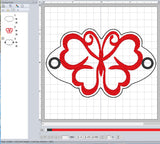 ITH Digital Embroidery Pattern for Heart Winged Butterfly Hair Bun Holder, 4X4 Hoop