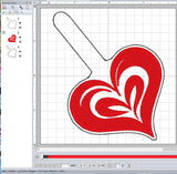 ITH Digital Embroidery Pattern for Heart in Heart 2 Snap Tab / Keychain, 4X4 Hoop