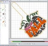 ITH Digital Embroidery Pattern for Hello Fall Pumpkin Snap Tab / Keychain, 4X4 Hoop