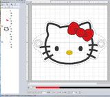 ITH Digital Embroidery Pattern for Hi Kitty Hair Bun Holder,  4X4 Hoop