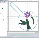 ITH Digital Embroidery Pattern for Hummingbird with Flower Snap Tab / Keychain, 4X4 Hoop