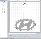 ITH Digital Embroidery Pattern for Hyundai Snap Tab / Key Chain. 4X4 Hoop