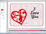ITH Digital Embroidery Pattern for I Love You Heart 3 - 4.25 X 6.25, 5X7 Hoop