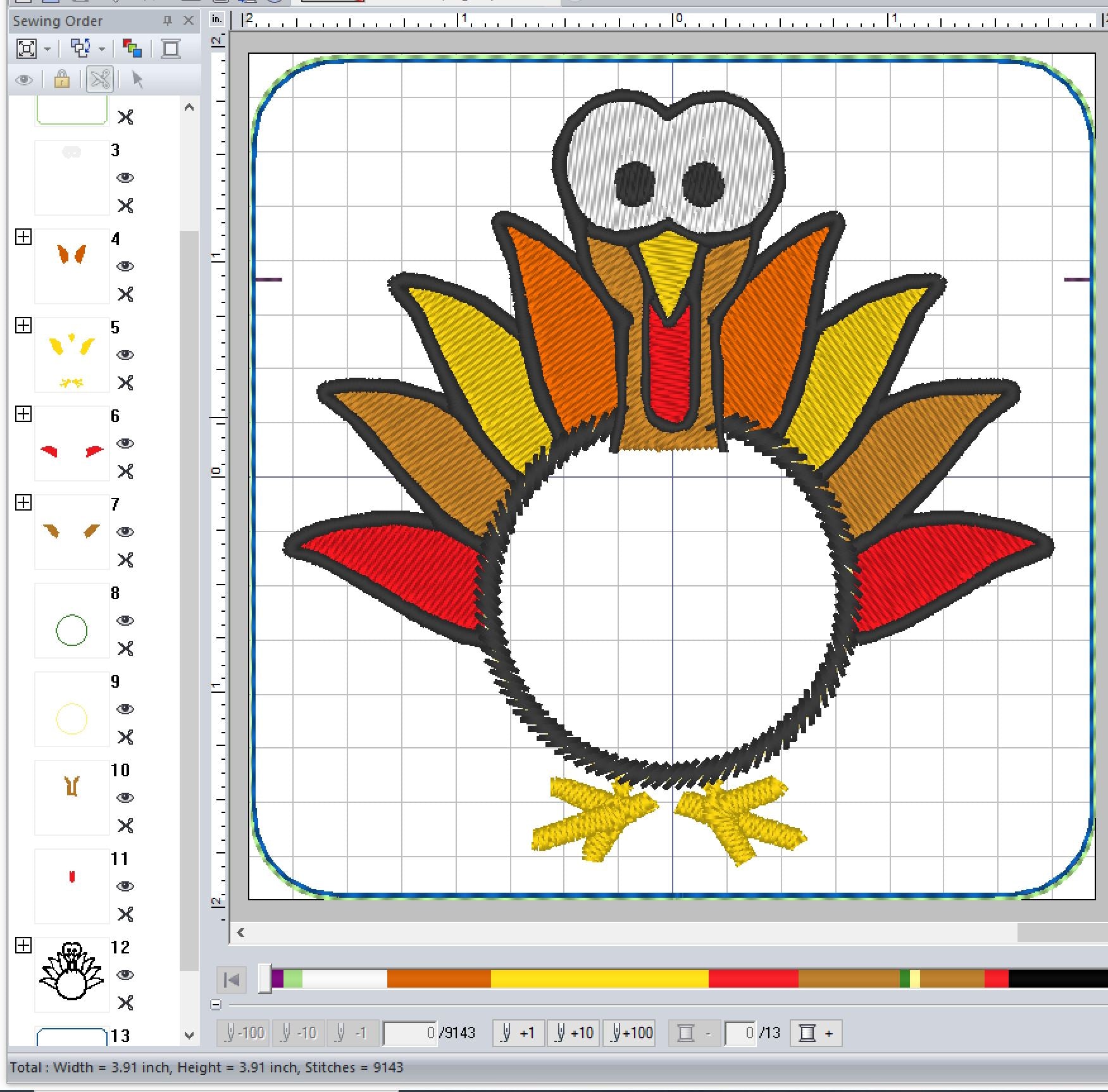 Ith Patterns ITH Digital Embroidery Pattern for ITH Turkey Treat Pouch, 4X4 Hoop ...