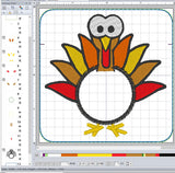 ITH Digital Embroidery Pattern for ITH Turkey Treat Pouch, 4X4 Hoop