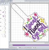 ITH Digital Embroidery Pattern for I Speak Fluent Eye Roll Snap Tab / Keychain, 4X4 Hoop