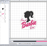 ITH Digital Embroidery Pattern for I'm a Barbie Girl Feltie, 4X4 Hoop