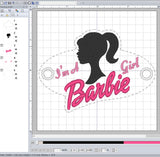 ITH Digital Embroidery Pattern for I'm a Barbie Girl Hair Bun Holder, 4X4 Hoop