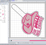 ITH Digital Embroidery Patter for In Dolly We Trust Hat Snap Tab / Keychain, 4X4 Hoop