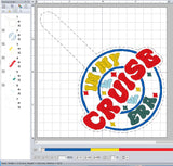 ITH Digital Embroidery Pattern for In My Cruise ERA Snap Tab / Keychain, 4X4 Hoop