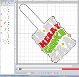 ITH Digital Embroidery Pattern for In My Merry Grinch ERA Snap Tab / Keychain, 4X4 Hoop