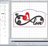 ITH Digital Embroidery Pattern for Infinity Love  Note/Photo Holder, 4X4 Hoop