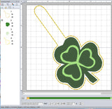 ITH Digital Embroidery Pattern for Inner Shamrock Snap Tab / Keychain, 4X4 Hoop