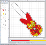 ITH Digital Embroidery Pattern for Ironman Peep Snap Tab / Key Chain,  4X4 Hoop