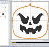 Jack O' Lantern Coasters Set of 4, Digital Embroidery Pattern 4X4 Hoop