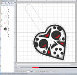 ITH Digital Embroidery Pattern for Jason Heart Snap Tab / Key Chain, 4X4 & 5X7 Hoop