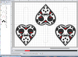 ITH Digital Embroidery Pattern for Jason Heart Snap Tab / Key Chain, 4X4 & 5X7 Hoop