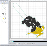 ITH Digital Embroidery Pattern for Jas with Lamp Snap Tab / Keychain, 4X4 Hoop
