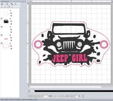 ITH Digital Embroidery Pattern for Jeep Girl Hair Bun Holder, 4X4 Hoop