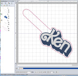 ITH Digital Embroidery Pattern for Ken Snap Tab / Key Chain, 4X4 Hoop