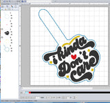 ITH Digital Embroidery Pattern for I Kinda Don't Care Snap Tab / Keychain, 4X4 Hoop