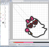 Lolly Pop Ghost Digital Embroidery Pattern DSnap Tab / Keychain, 4X4 Hoop
