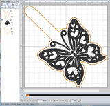 ITH Digital Embroidery Pattern for Love Butterfly Love Snap Tab / Keychain, 4X4 Hoop