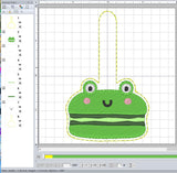 ITH Digital Embroidery Pattern for Macaroon Frog Snap Tab / Key Chain, 4X4 Hoop