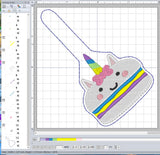 ITH Digital Embroidery Pattern for Macaroon Unicorn Snap Tab / Key Chain, 4X4 Hoop
