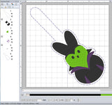 ITH Digital Embroidery Pattern for Malef Peep Snap Tab / Key Chain, 4X4 Hoop