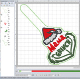 ITH Digital Embroidery Pattern for Mama Grinch Snap Tab / Keychain, 4X4 Hoop
