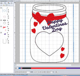 ITH Digital Embroidery Pattern for Mason Jar Valentine Treat Holder, 4X4 Hoop