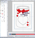 ITH Digital Embroidery Pattern for Mason Jar Valentine Treat Holder Med, 5X7 Hoop