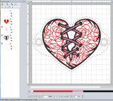ITH Digital Embroidery Pattern for Mend A Broken Heart Hair Bun Holder, 4X4 Hoop