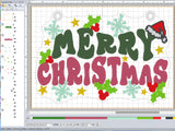 ITH Digital Embroidery Pattern for Merry Christmas Mick Inspired 5X7 Sign Garland / Banner, 5X7 Hoop