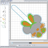 ITH Digital Embroidery Pattern for Mick Bunny Snap Tab / Keychain, 4X4 Hoop