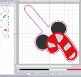 ITH Digital Embroidery Pattern for Mick Candy Cane Snap Tab / Keychain, 4X4 Hoop