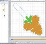 ITH Digital Embroidery Pattern for Mick Carrot Snap Tab / Keychain, 4X4 Hoop