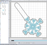 ITH Digital Embroidery Pattern for Mick Snowflake Snap Tab / Keychain, 4X4 Hoop
