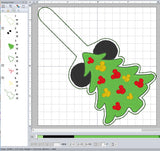 ITH Digital Embroidery Pattern for Mick Tree Snap Tab / Keychain, 4X4 Hoop