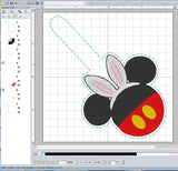 ITH Digital Embroidery Pattern for Mick With Bunny Ears Snap Tab / Keychain, 4X4 Hoop