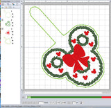 ITH Digital Embroidery Pattern for Mick Wreath Snap Tab / Keychain, 4X4 Hoop