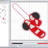 ITH Digital Embroidery Pattern for Minn Candy Cane Snap Tab / Keychain, 4X4 Hoop